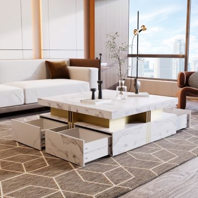 Modernsquare Storage Coffee Table With 4 Drawers
