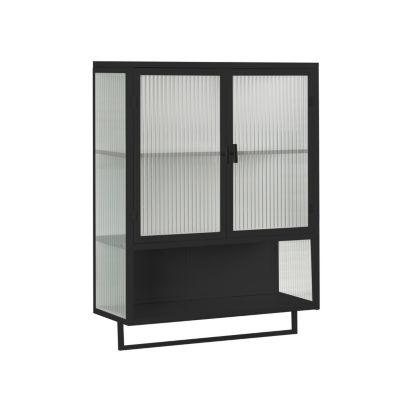 23.62" Glass Doors Modern Two-Door Wall Cabinet