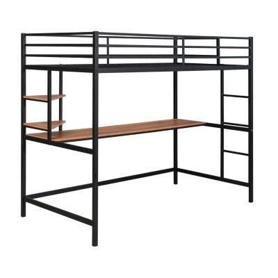 Twin Metal Loft Bed With Desk And Shelf bed Frames