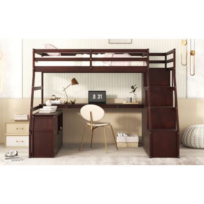 Streamdale Twin Size Loft Bed With With 7 Drawers 2 Shelves And Desk