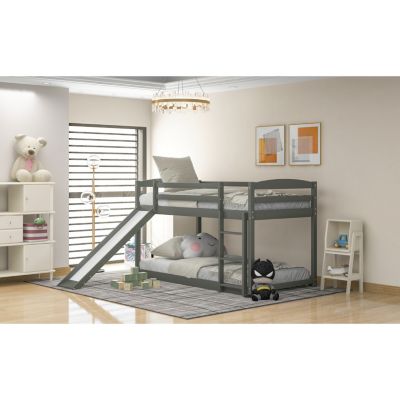 Twin Over Twin Pine Wood Convertible Slide & Ladder Bunk Bed