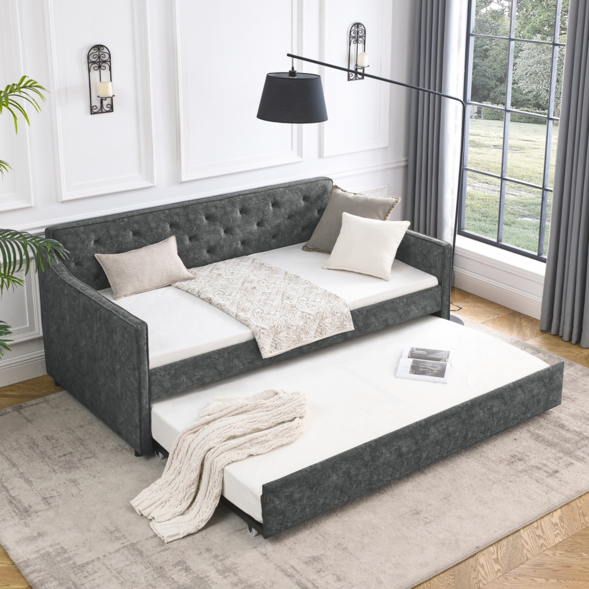 Streamdale Tufted Twin Daybed with Pullout Trundle (80.5"L)