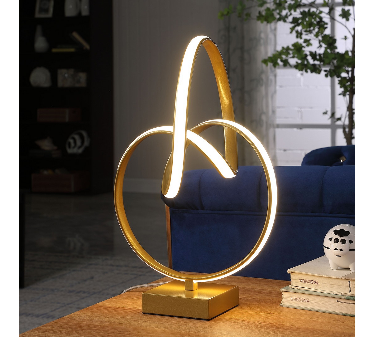 Streamdale 19" In Abstract Infinity Matte Gold Modern Table Lamp