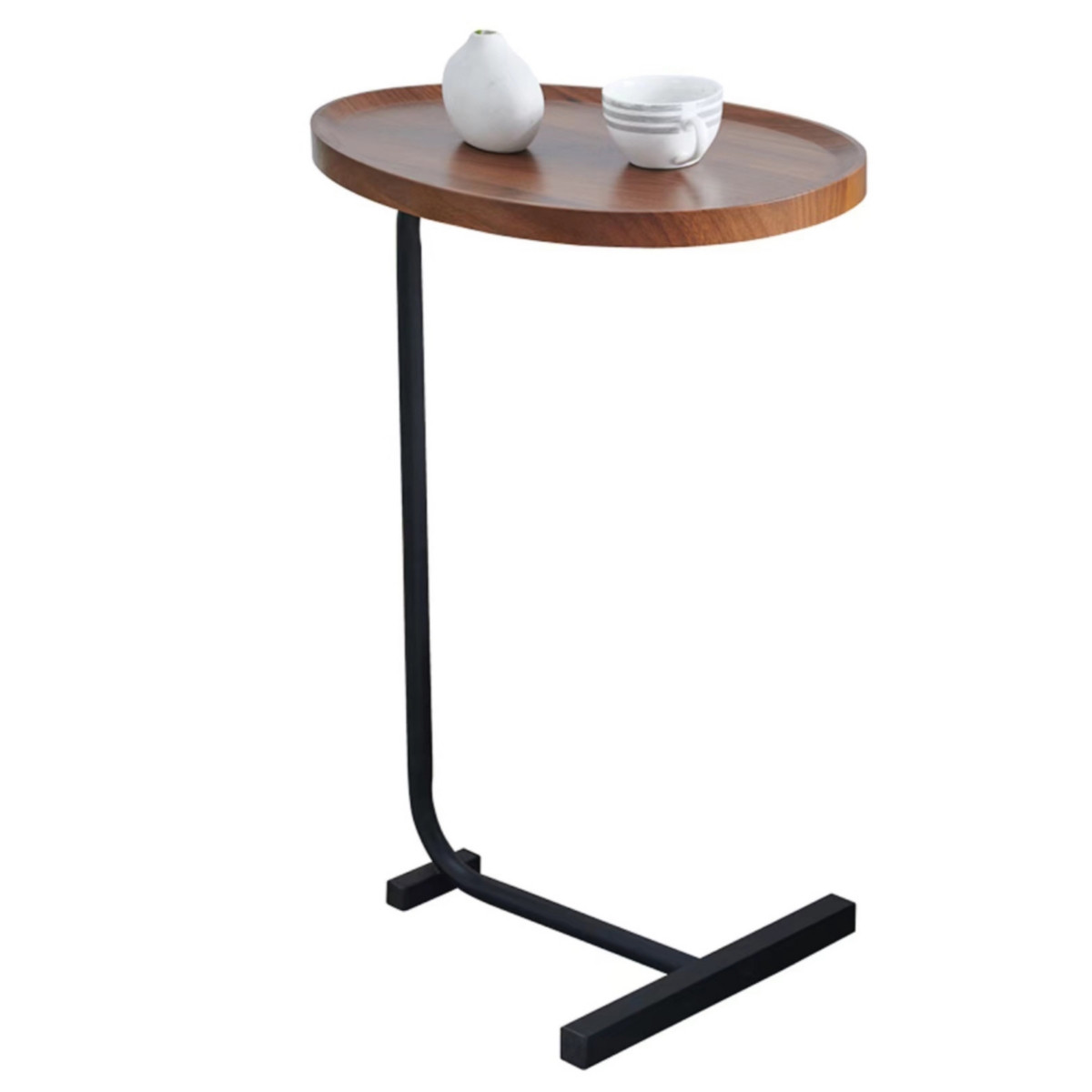 Streamdale Furniture 2 PiecesCshaped Side Table, Small Sofa Table For Small Spaces, Living Room, Bedroom - Brown
