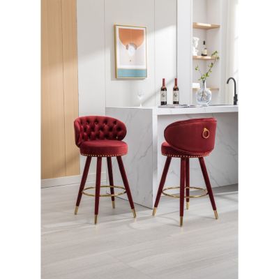 Streamdale Set of 2 Solid Wood Counter Height Bar Stools