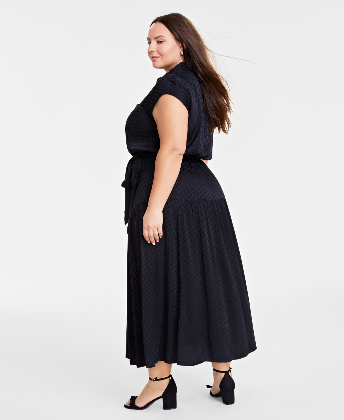 On 34th Trendy Plus Size Button-Front Tie-Waist Maxi Dress, Created for Macy's