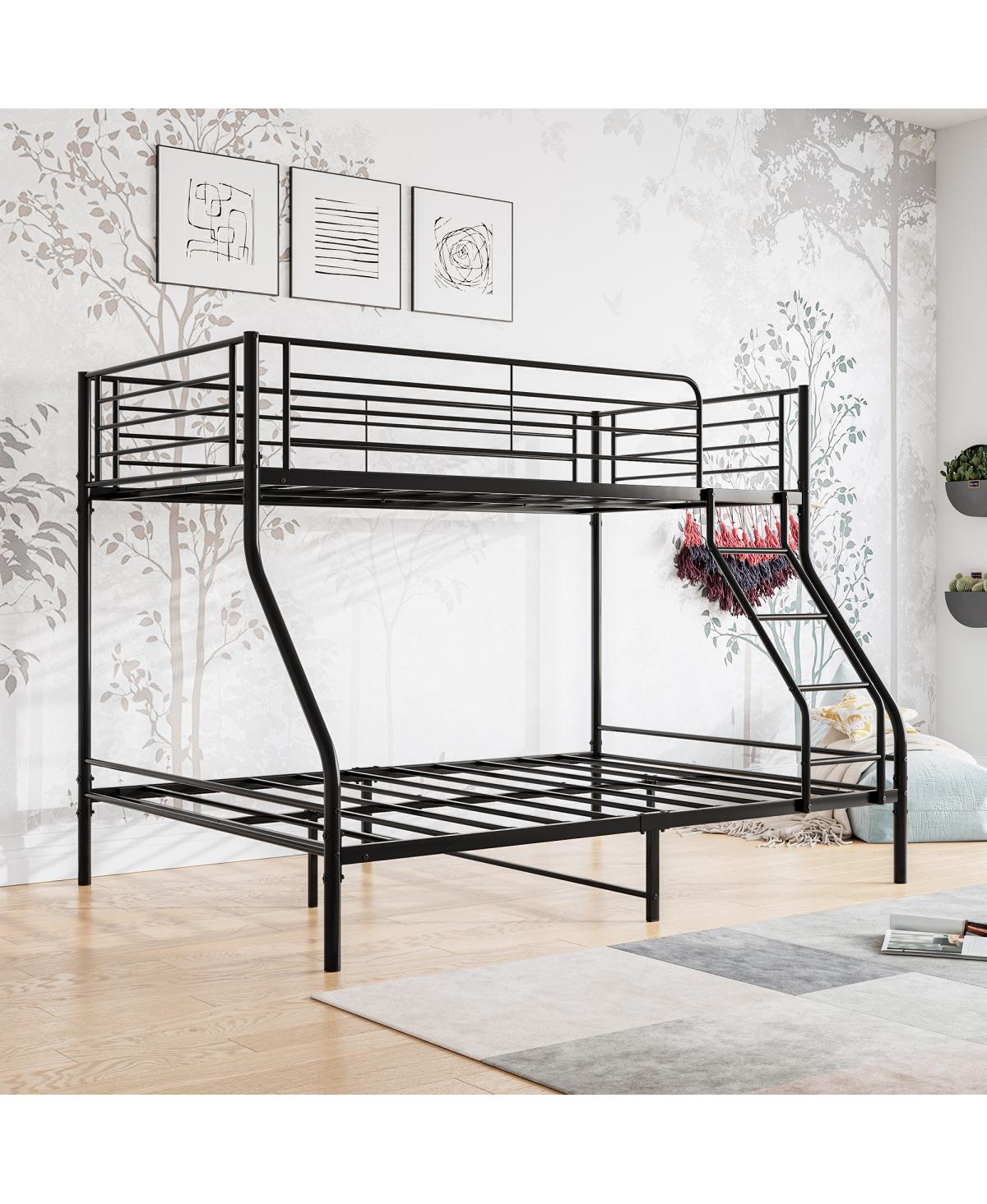 Simplie Fun Heavy Duty Twin-Over-Full Metal Bunk Bed, Easy Assembly With Enhanced Upper-Level Guardrail