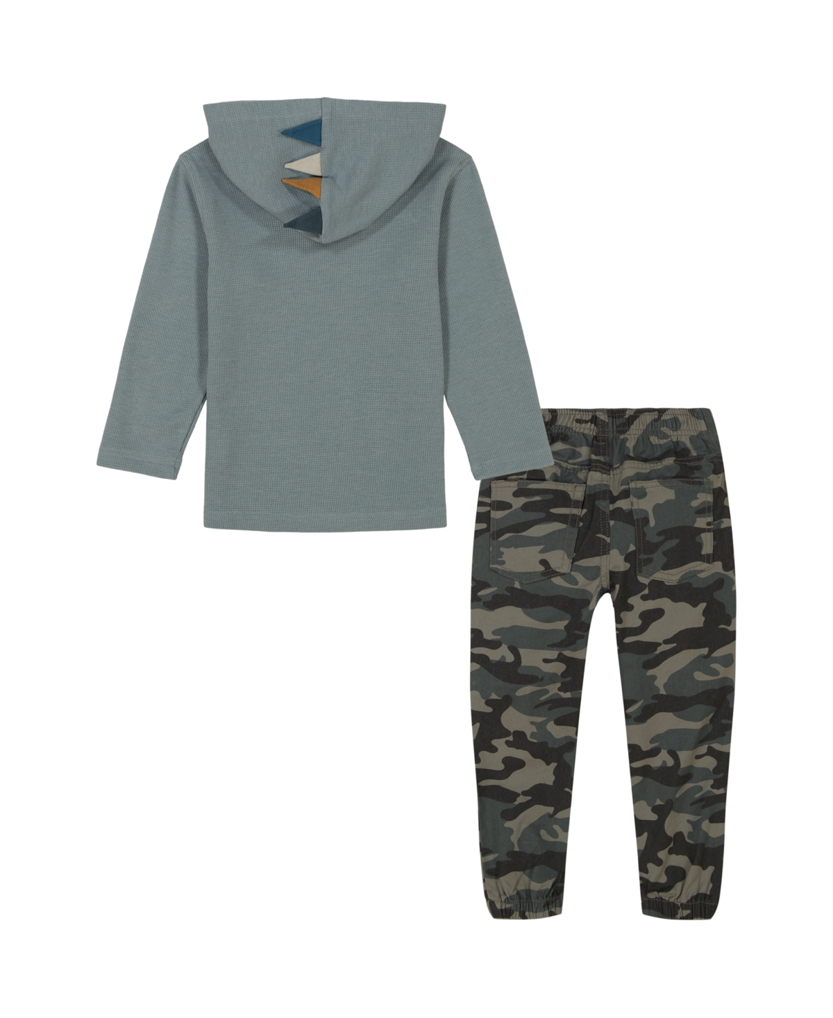 Kids Headquarters Baby Boys Tail Spikes Hooded Long Sleeve Tee and Joggers, 2 Pc Set -Camo