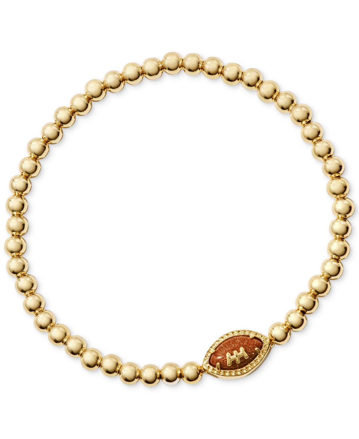 Football Charm Beaded Stretch Bracelet - Gld Orange
