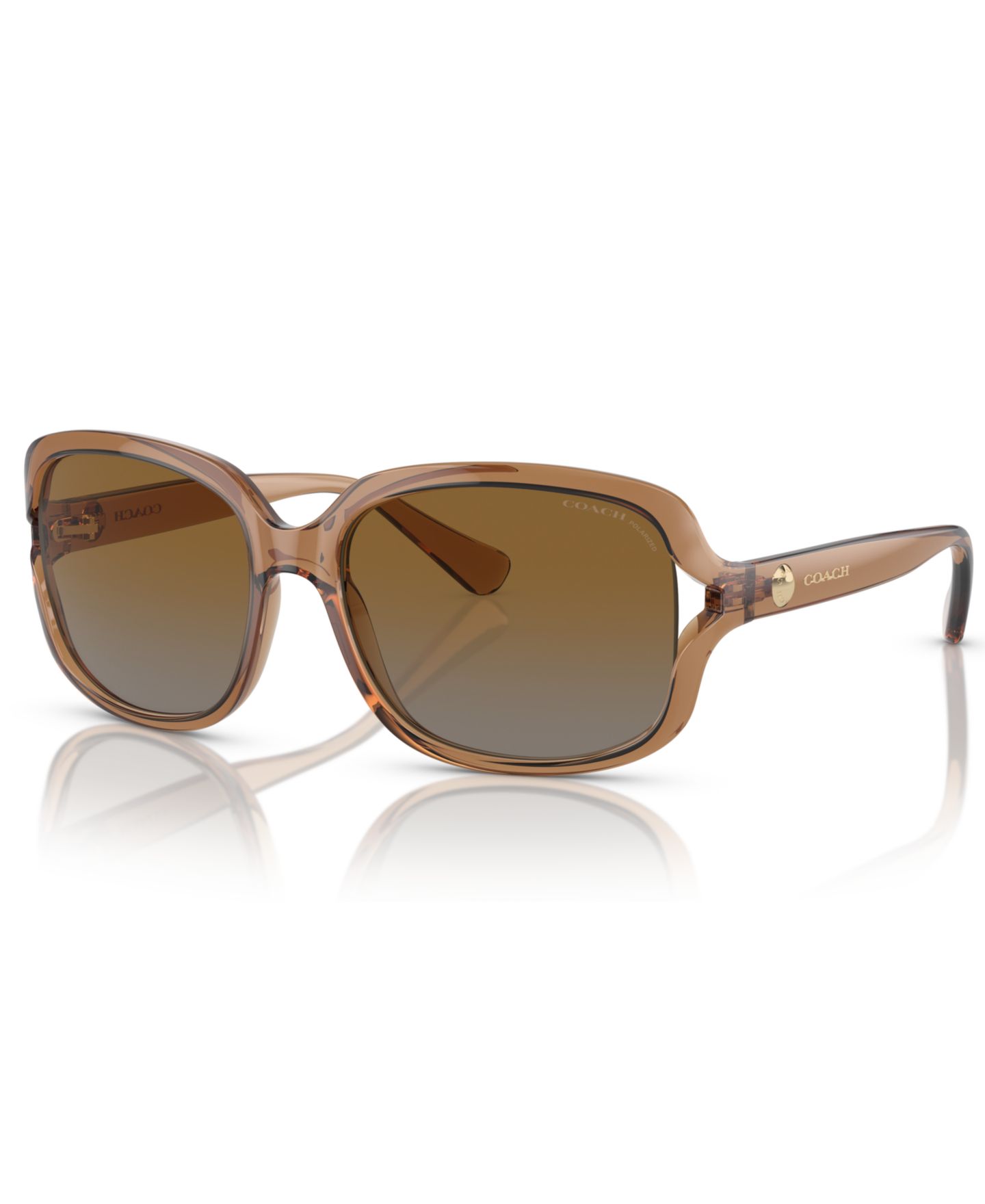 Женские солнцезащитные очки COACH Polarized Sunglasses, HC8169, цвет: Прозрачный коричневый — фото 1