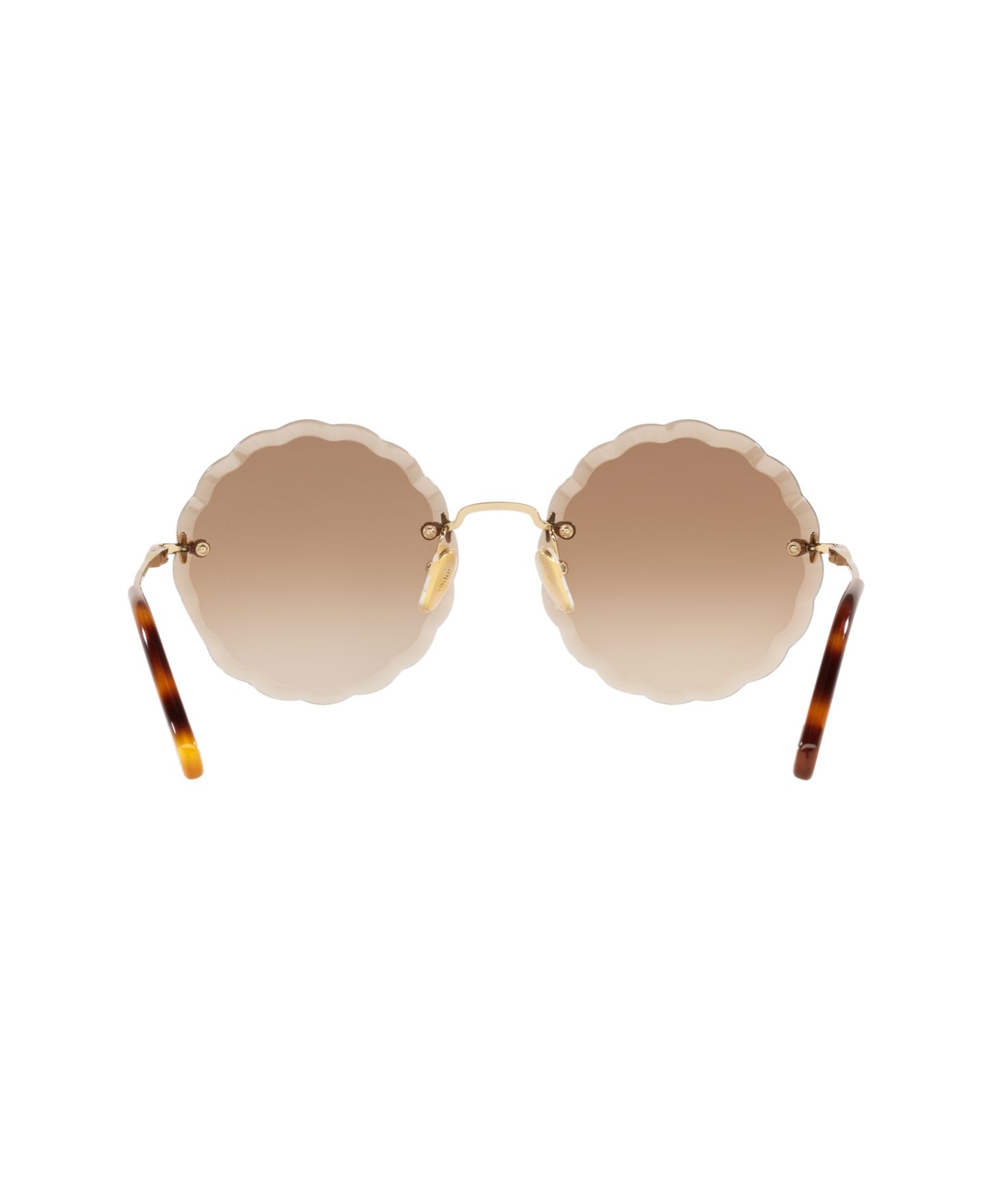Женские солнцезащитные очки Chloe Round Etched Metal Sunglasses, CH0047S, цвет: Золотой коричневый — фото 3