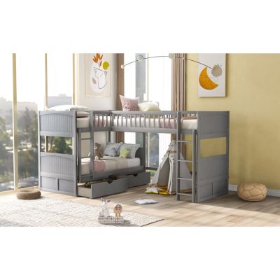Streamdale Twin Size Bunk Bed With A Loft Bed Attached, With Two Drawers
