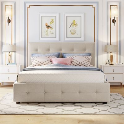Streamdale Queen Upholstered Platform Bed with Twin XL Trundle and Drawers