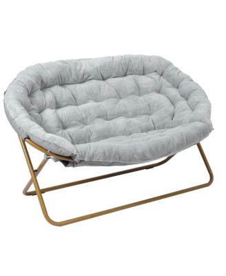 EMMA + OLIVER Double Steel Janey Folding Saucer Chair and Ottoman