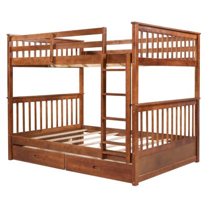 Streamdale Espresso Bunk Bed with Drawers and Ladders