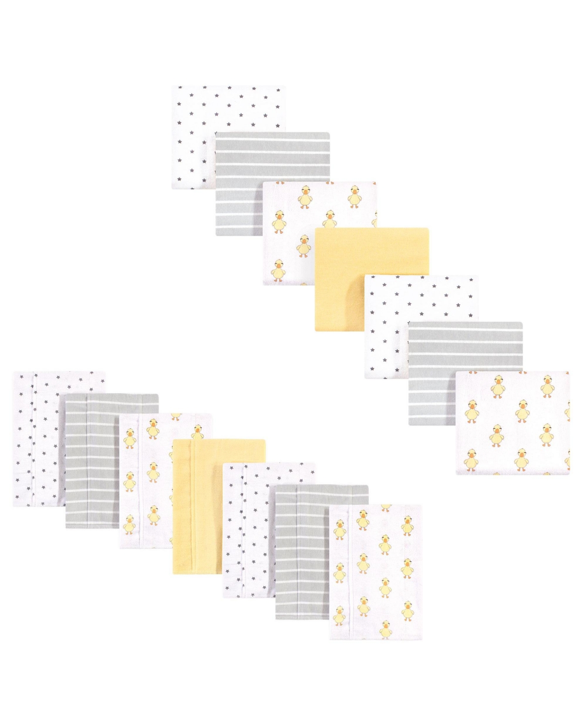 Hudson Baby Unisex Cotton Flannel Burp Cloths and Receiving Blankets, 14-Piece