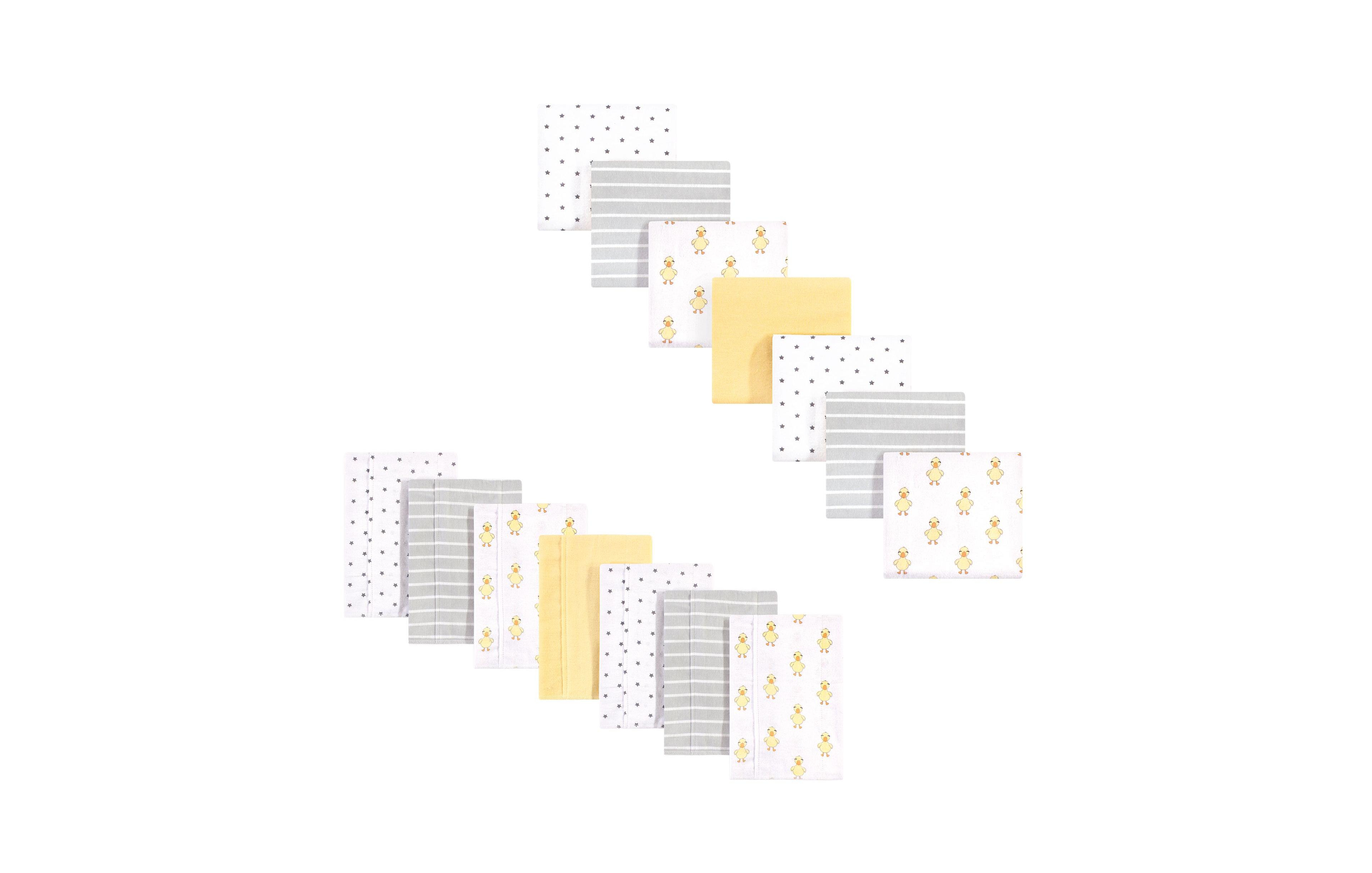 Hudson Baby Unisex Cotton Flannel Burp Cloths and Receiving Blankets, 14-Piece
