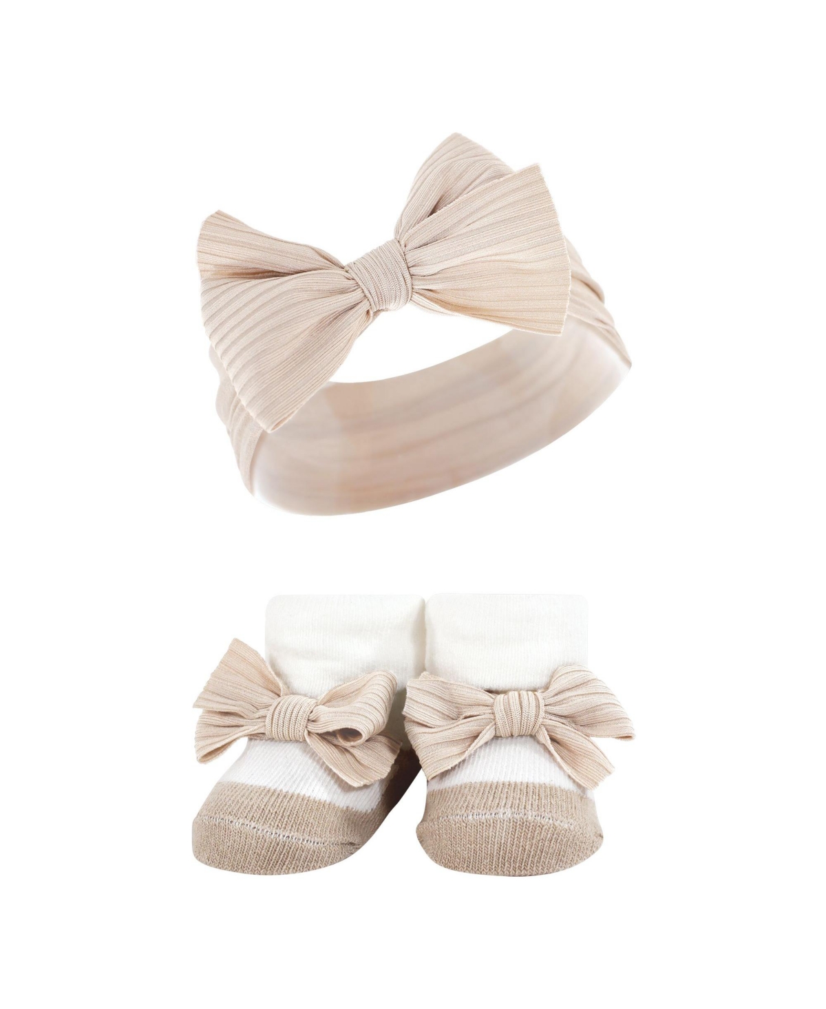 Hudson Baby Baby Girls Headband and Socks Giftset, One - Taupe pink