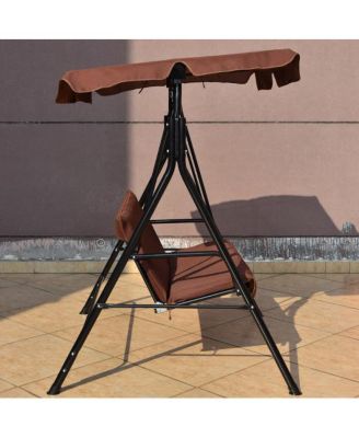 Steel Frame Outdoor Loveseat Patio Canopy Swing with Cushion