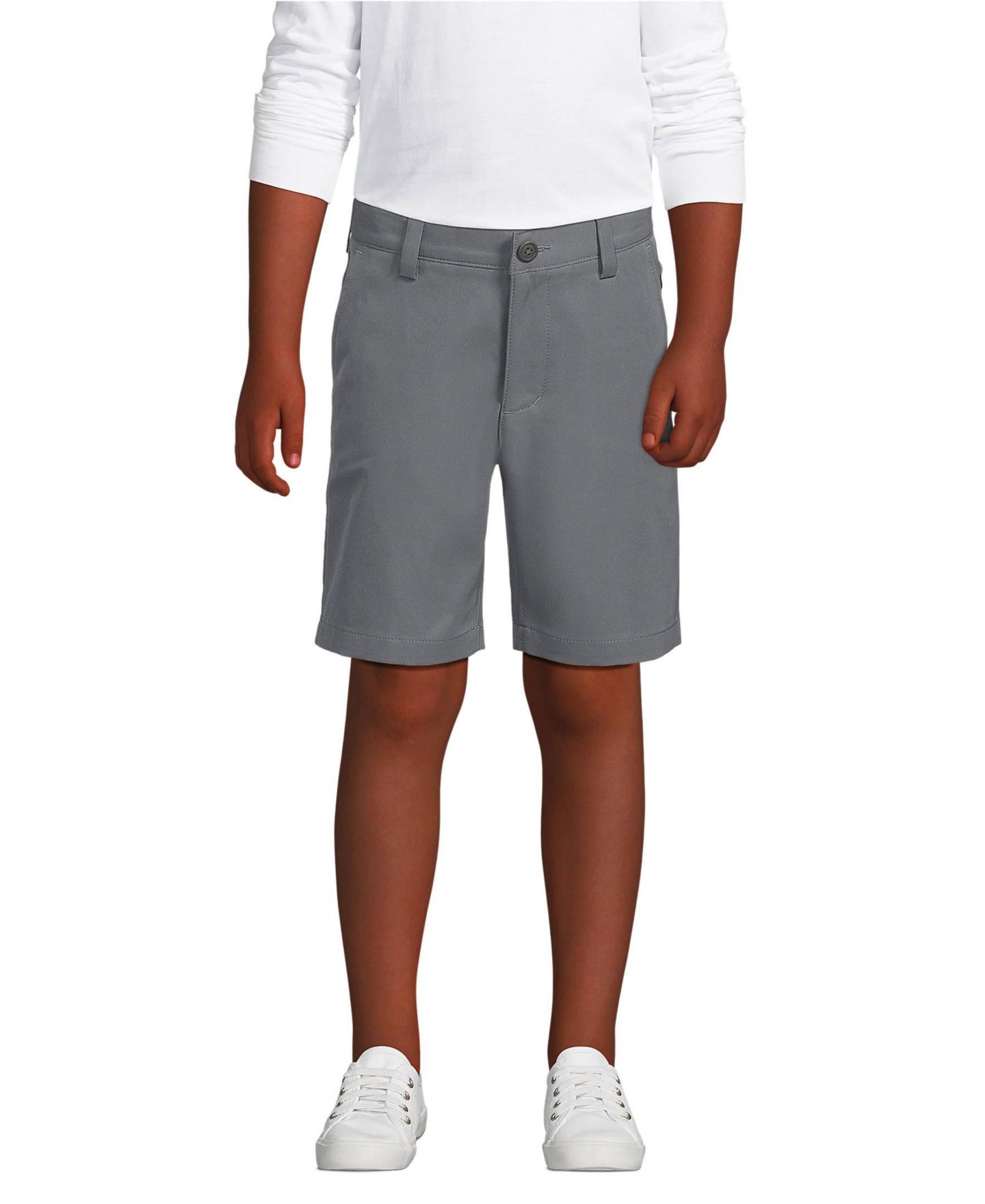 Шорты Lands' End Classic Active Performance Chino Shorts для мальчиков, цвет: Серый — фото 1