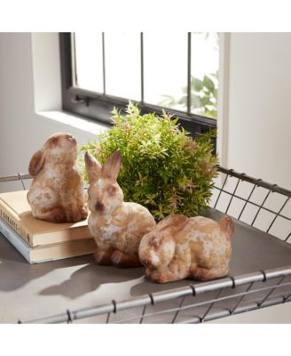 Weathered Terra Cotta Rabbit Garden Statue (Set of 6)