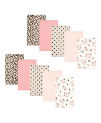 Hudson Baby Girls 10Pk Flannel Burp Cloth - Neutral pink floral 10 pack
