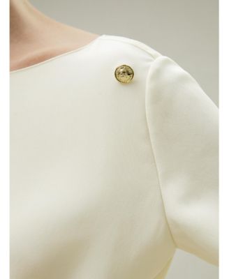 Women's Dubrovnik 3/4 Sleeved Silk Top With Button Accents