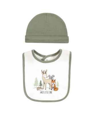 Cotton Bib and Headband or Caps Set