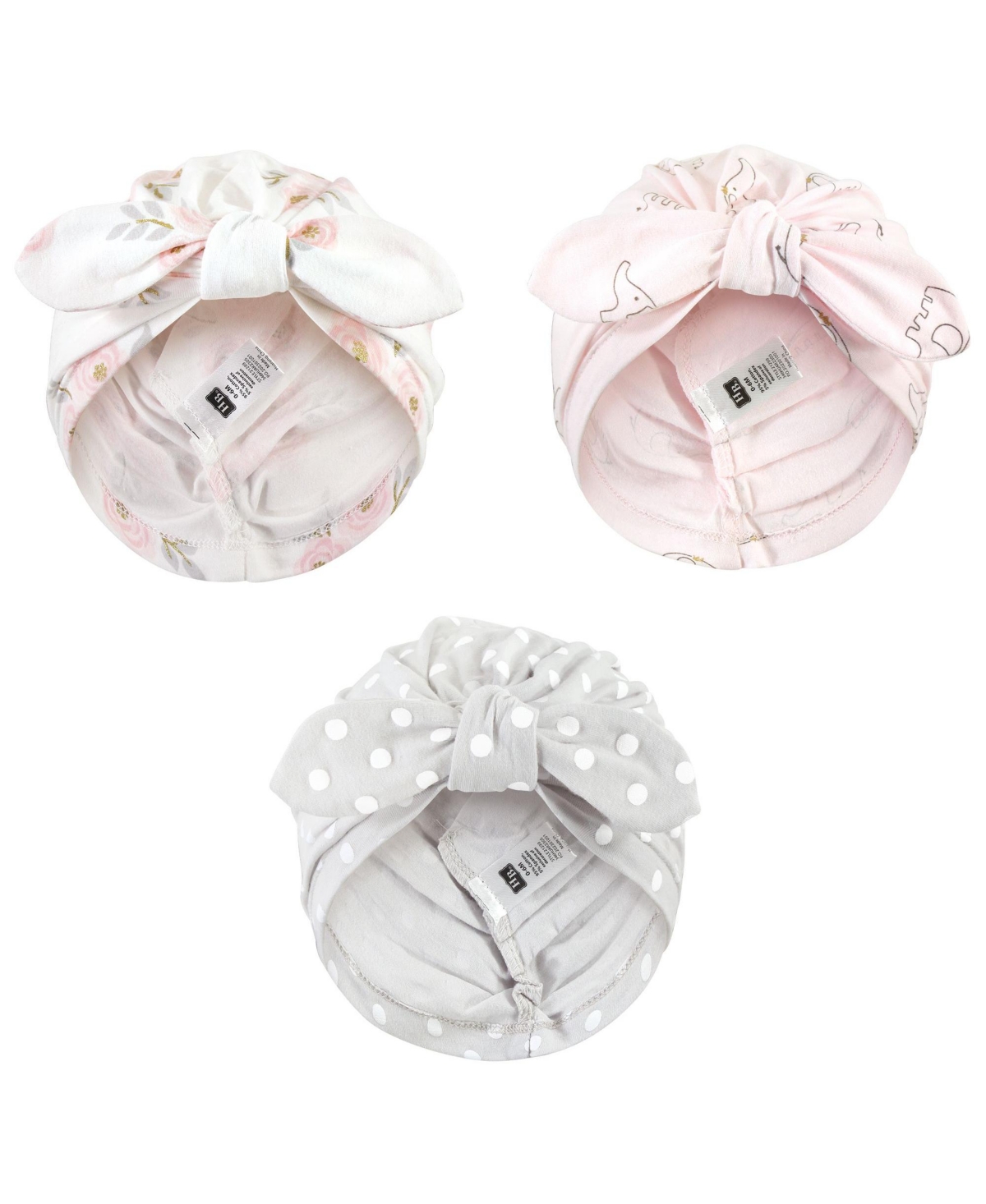 Hudson Baby Baby Girls Hudson Turban Cotton Headwraps - Pink gray elephant