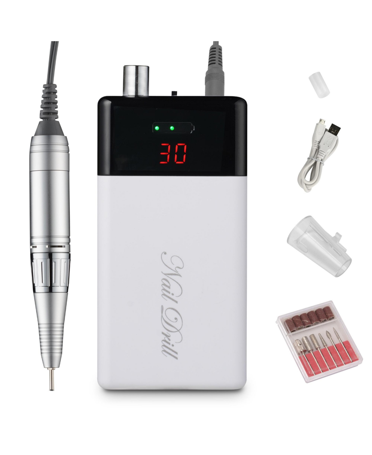 Portable Rechargeable Electric Nail Drill Machine Kit Art File Manicure Pedicure - Natrual