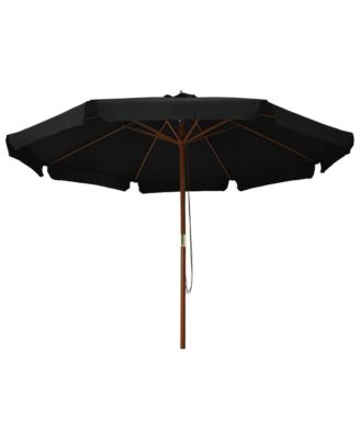 Garden Parasol with Wooden Pole 129.9" Black