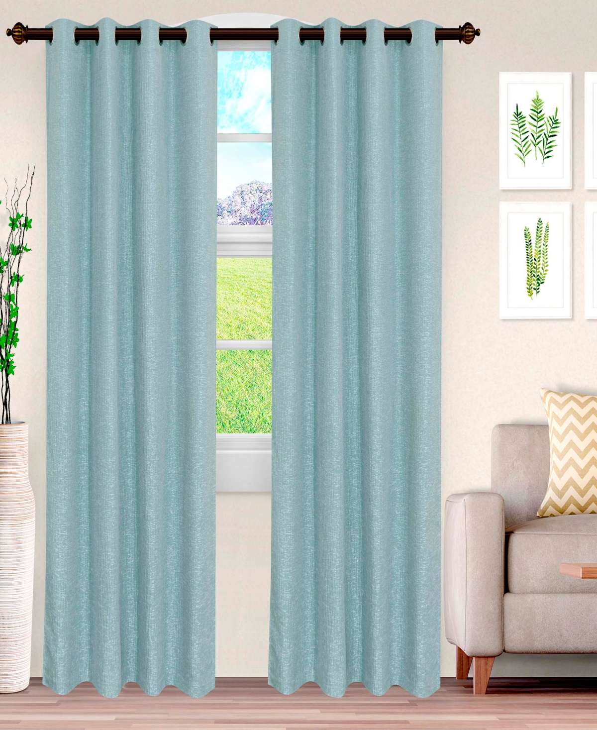 Superior Metallic Cascade Textured Window Curtain Panel Set with Grommet Header, 52 X 96