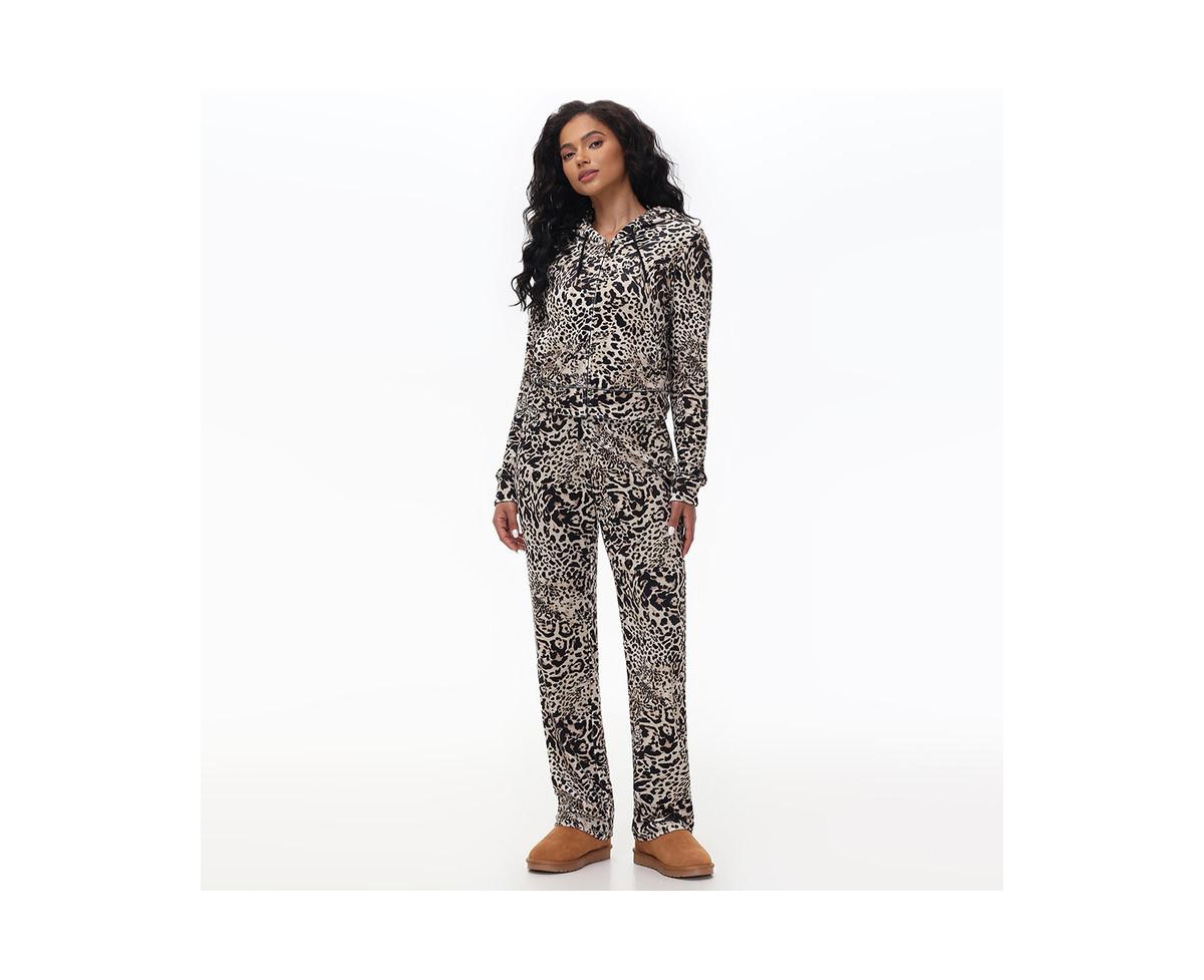Juicy Couture Women's Cheetah Print Big Bling Velour Hoodie