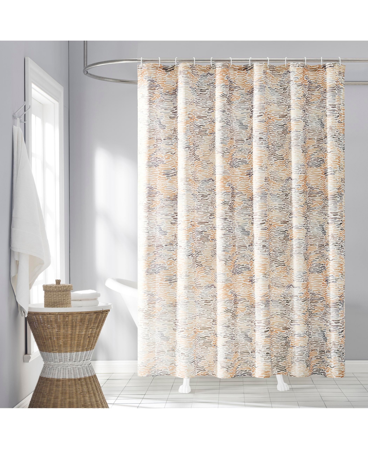 Sisal 13-Piece Abstract Print Shower Curtain Set