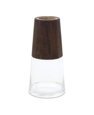 Tapered Glass Vase With Wood Accent (Set of 2)