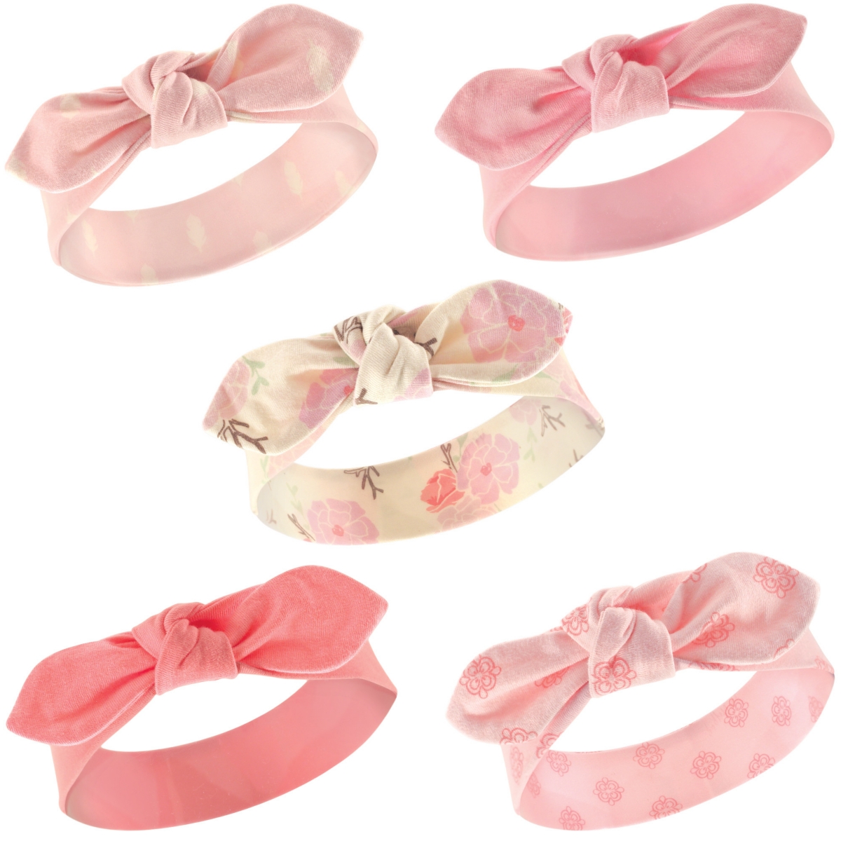 Hudson Baby Baby Girls Cotton and Synthetic Headbands Bundle Set, Months - Boho flower ice cream