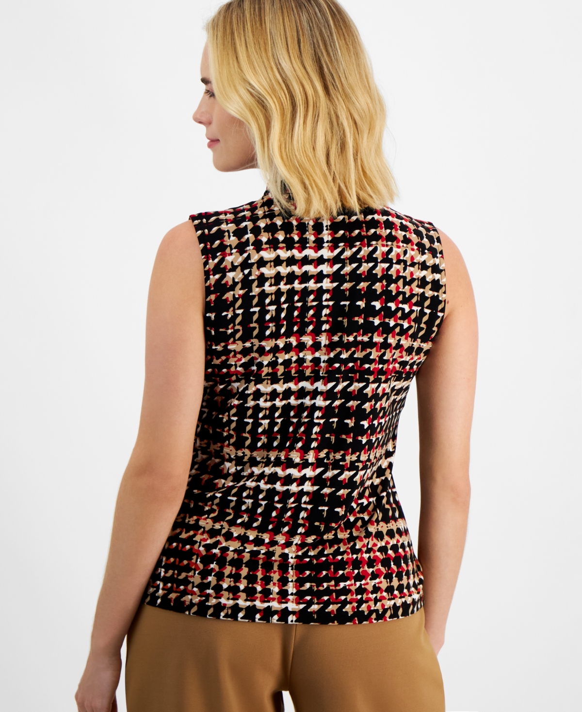 Anne Klein Petite Pleated-Shoulder Sleeveless Top