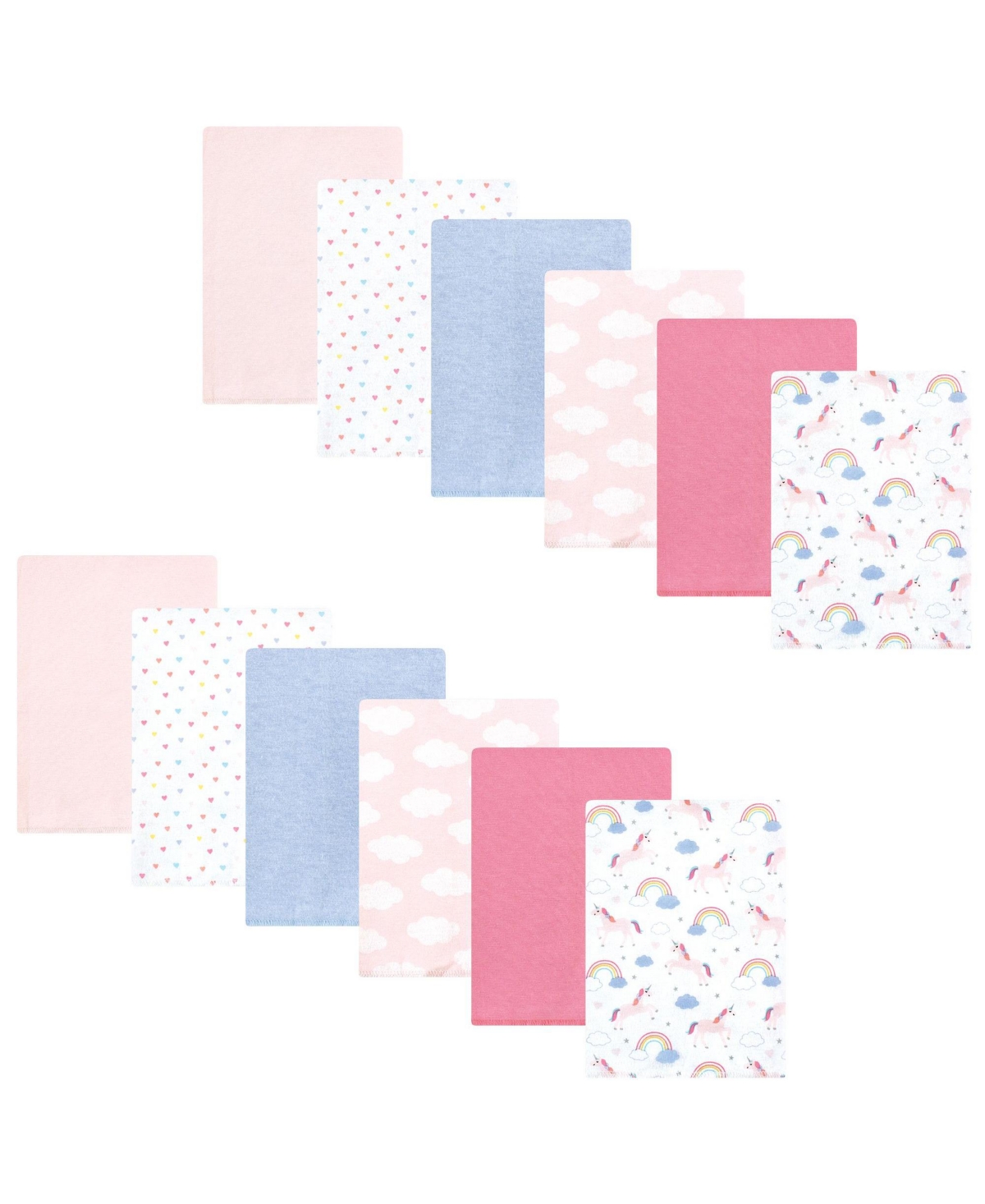 Hudson Baby Cotton Flannel Burp Cloths One Size - Unicorns rainbows