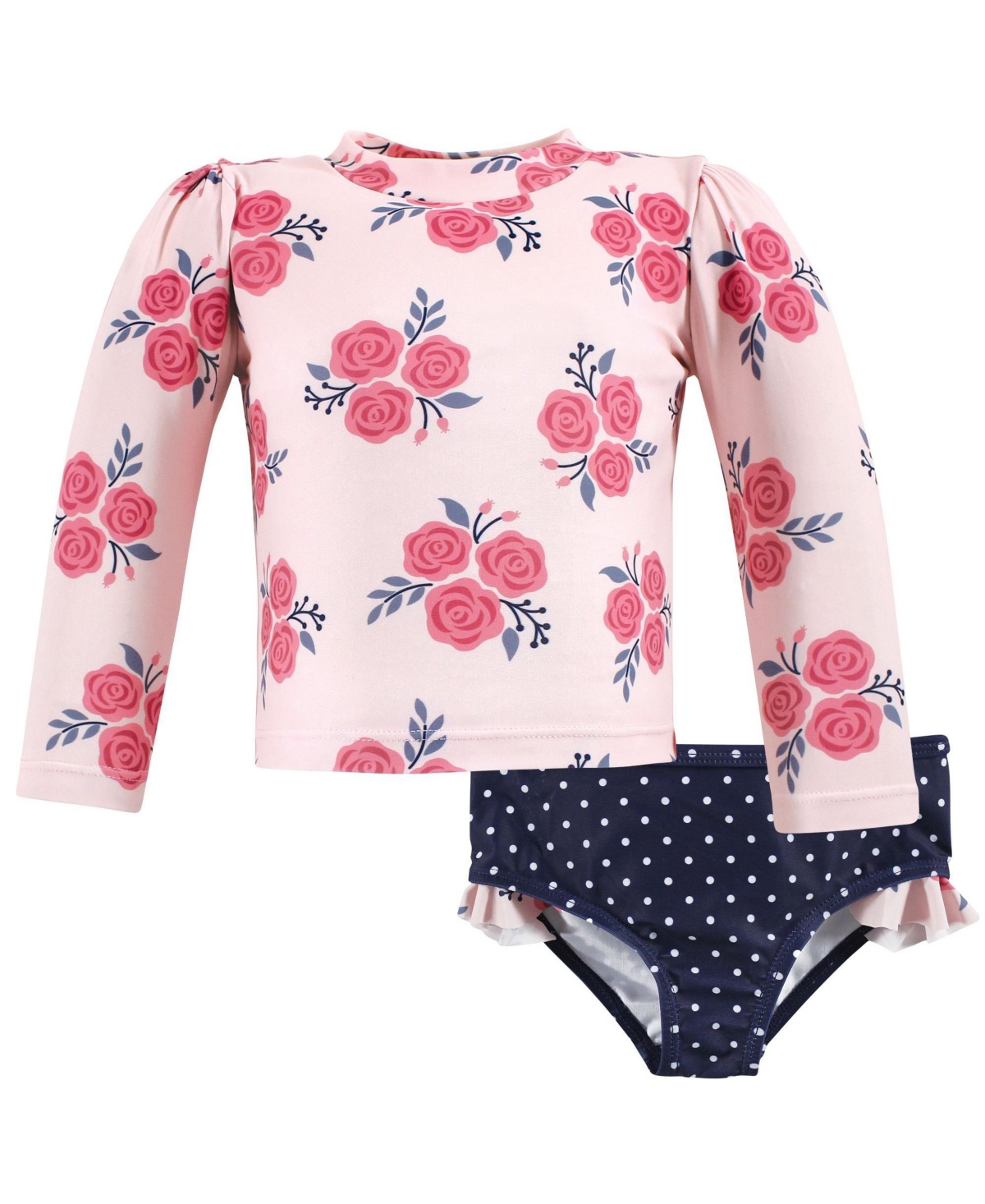 Hudson Baby Baby Girls Hudson Swim Rashguard Set, Ice Cream Popsicle, 9-12 Months - Pink navy roses
