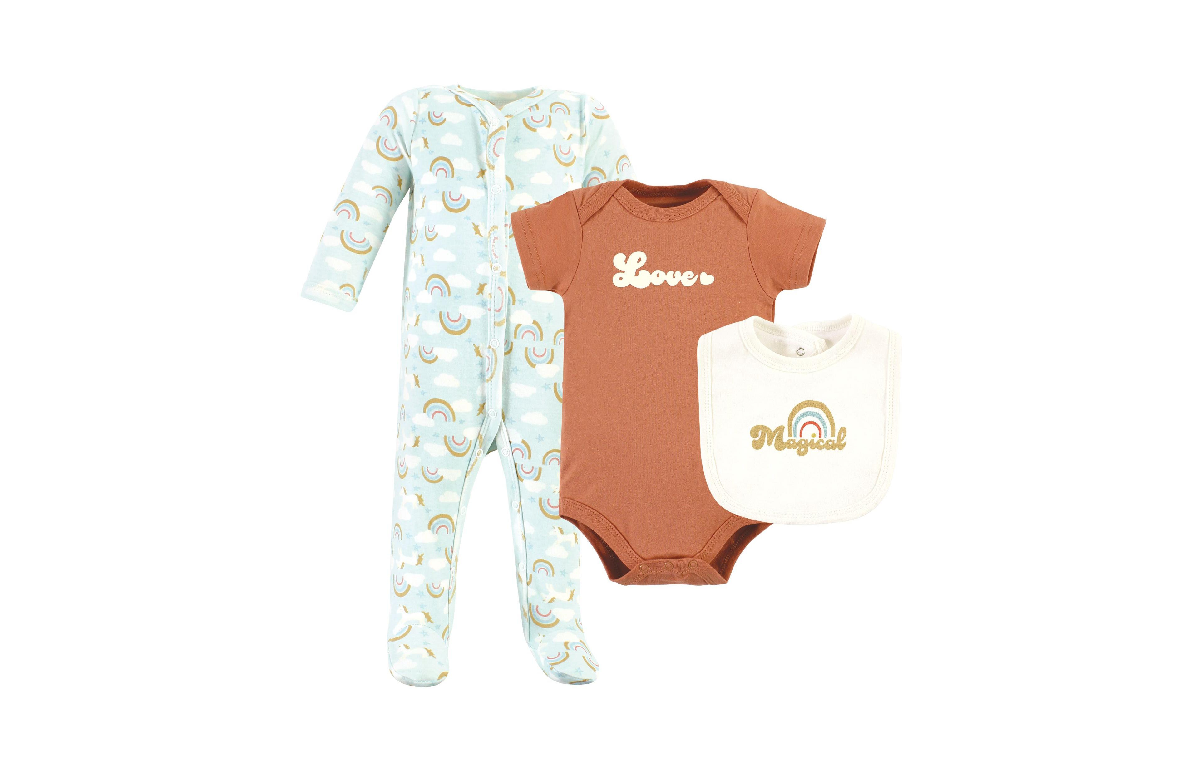 Hudson Baby Boys Unisex Cotton Outfit Collection with Bodysuit & Bandana Bibs