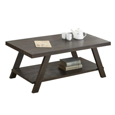 Wood Shelf Coffee Table in Weathered Espresso