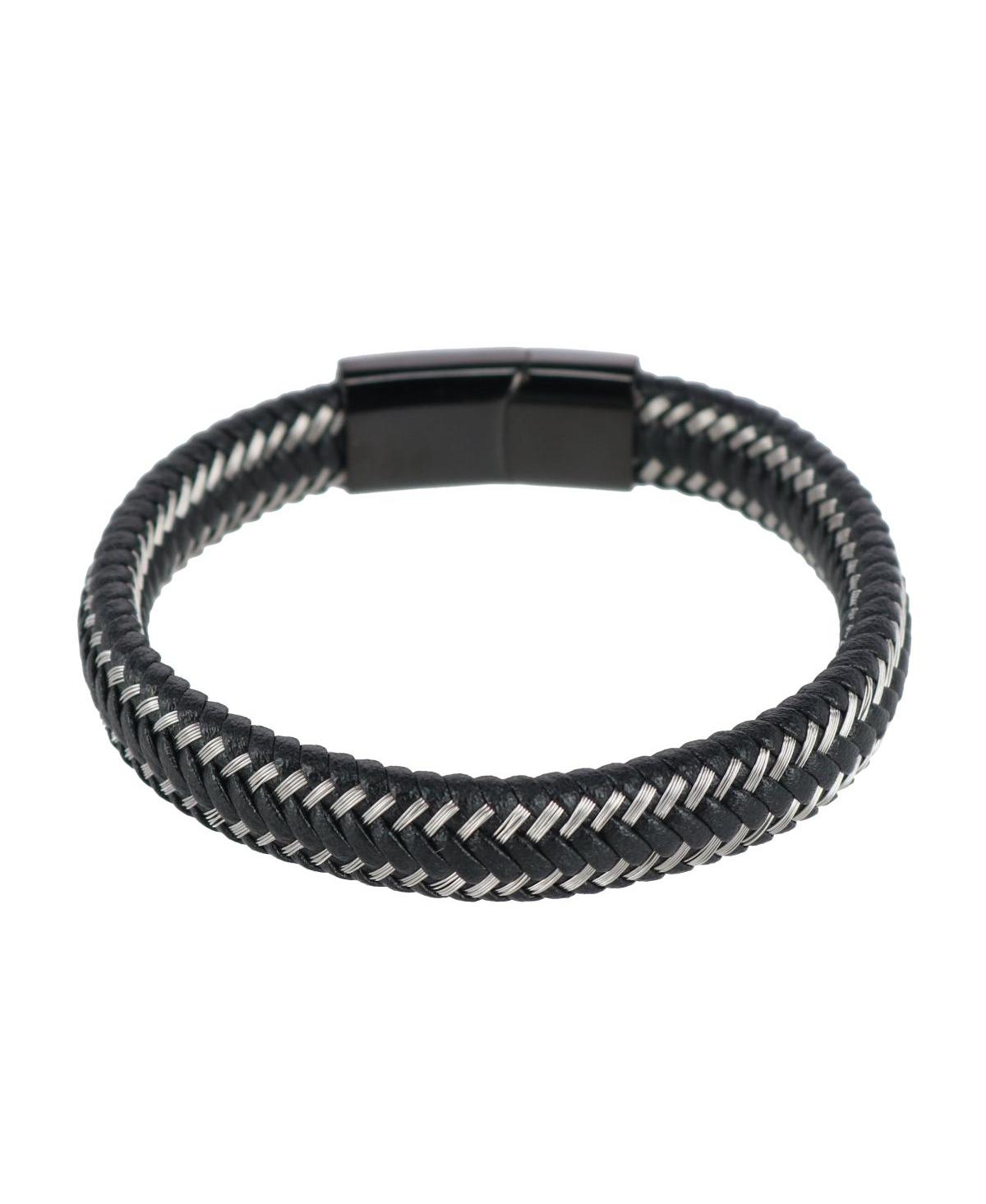 Esteban Black and Silver Braided Bracelet - Black