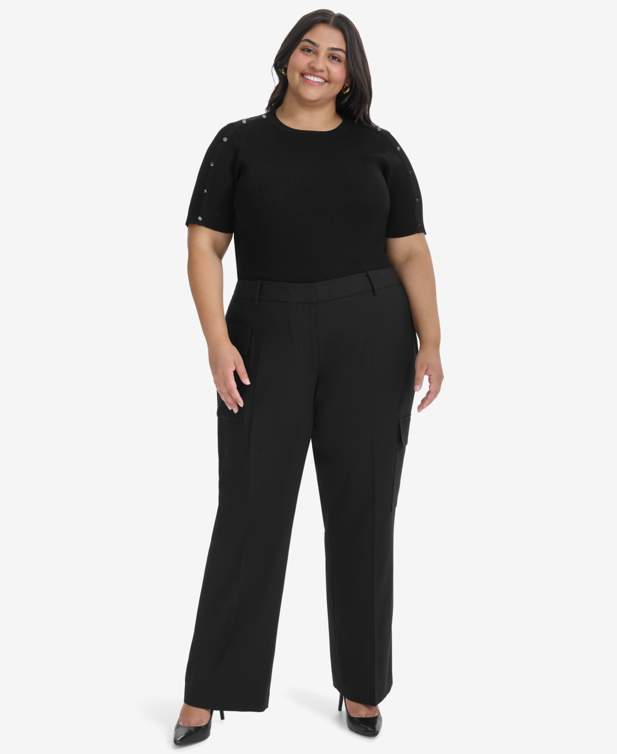 Dkny Plus Size Cargo Flare-Leg Pants