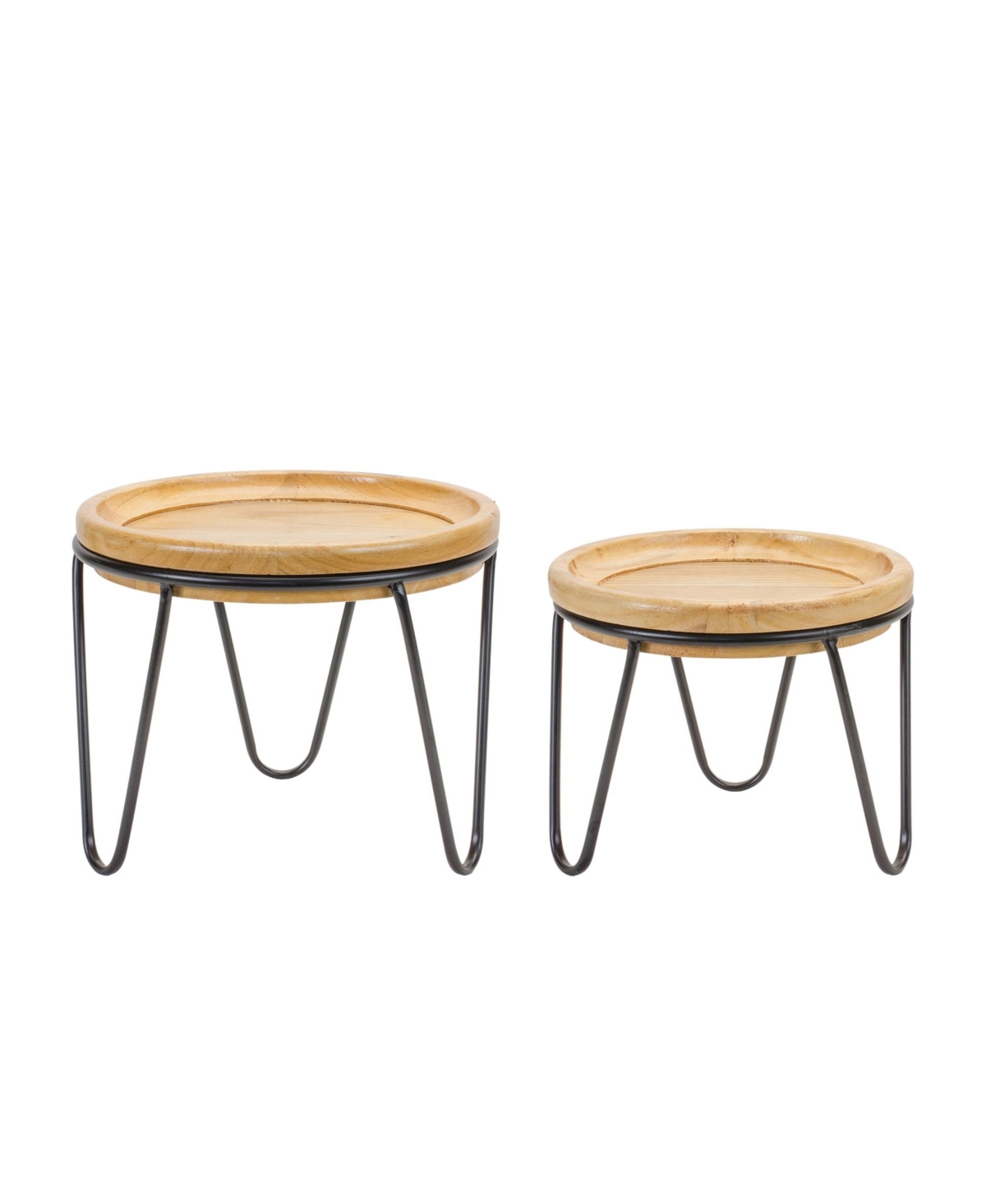 SlickblueWood Pedestal Tray (Set of 2) - Natural