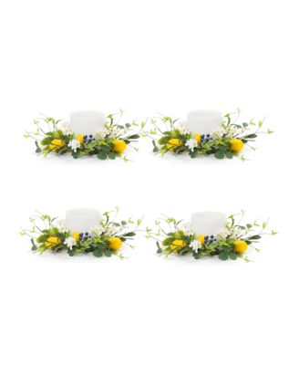 Slickblue Lemon And Blue Berry Floral Candle Ring (Set of 4) - Macy's