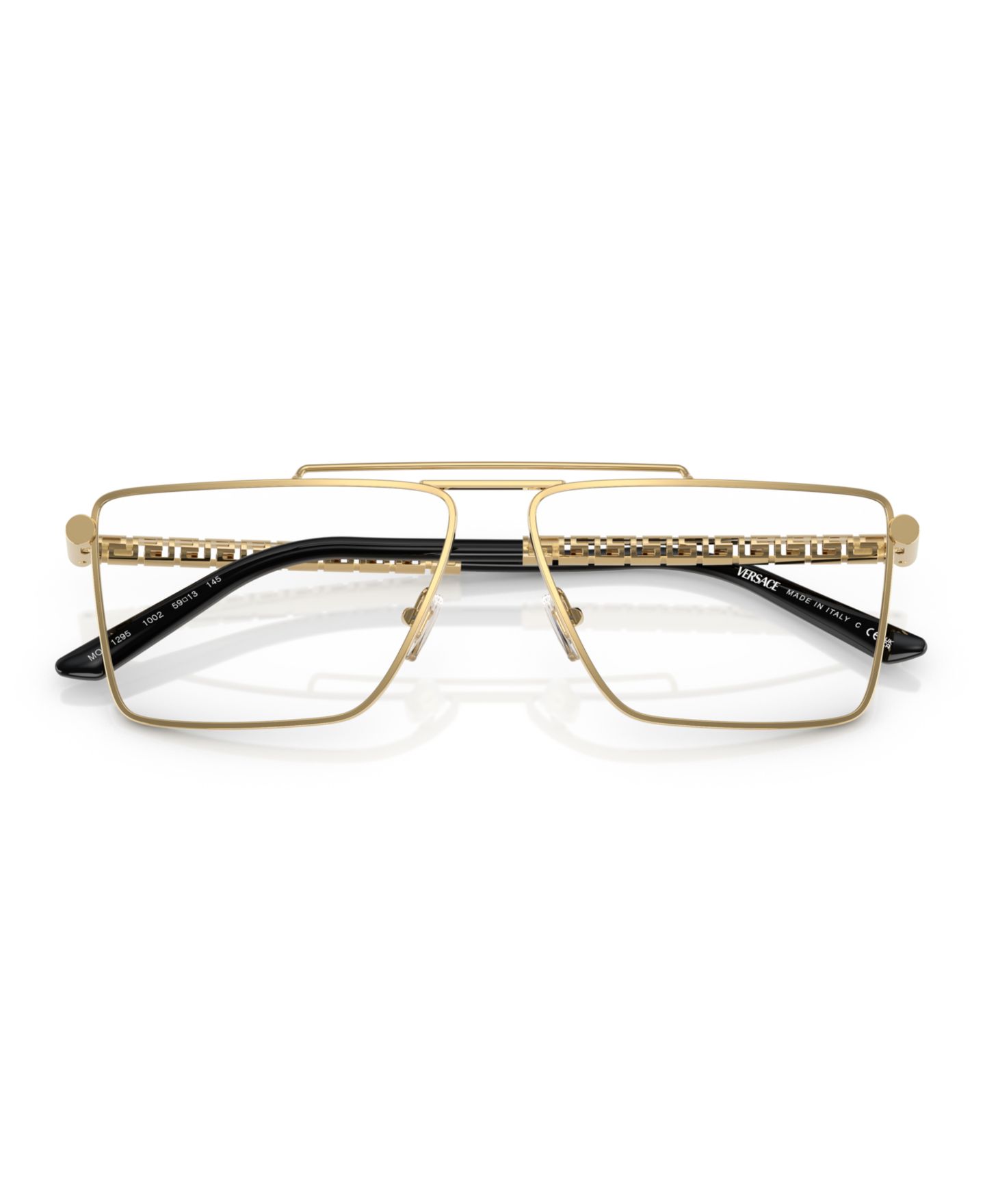 Мужские очки Versace Man Rectangle Metal VE1295 Eyeglasses, цвет: Золотой — фото 2