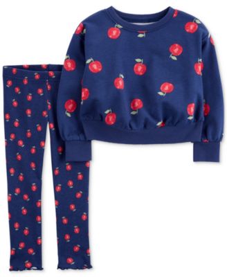 Carter's - Toddler Girls Apple Sweatshirt & Pants Set