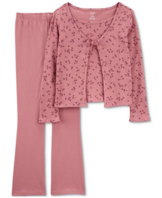 Carter's - Little & Big Girl Floral Cardigan, Camisole & Flared Leggings Set