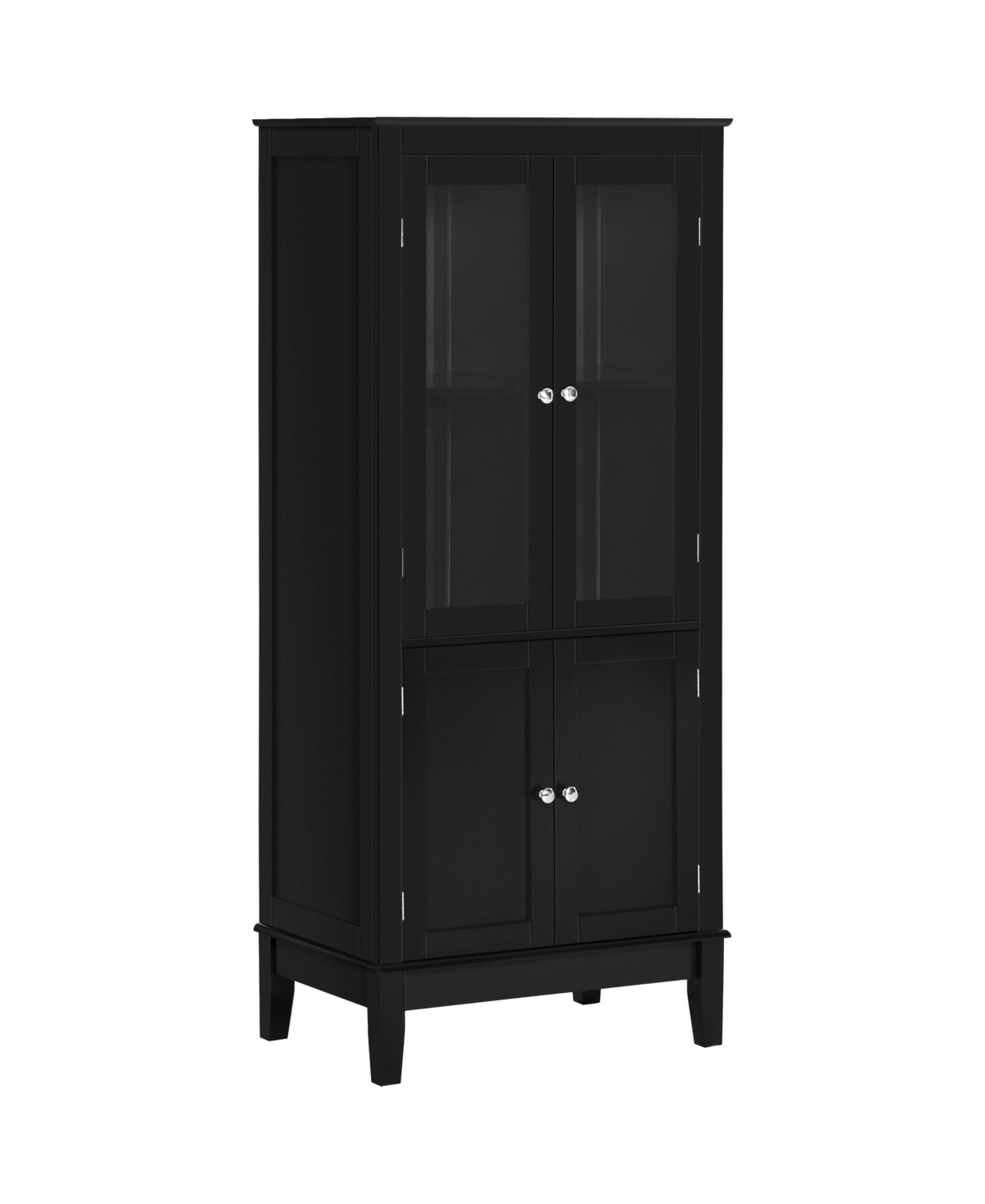 Bathroom Storage Cabinet with Adjustable Shelves, Glass Door - Black