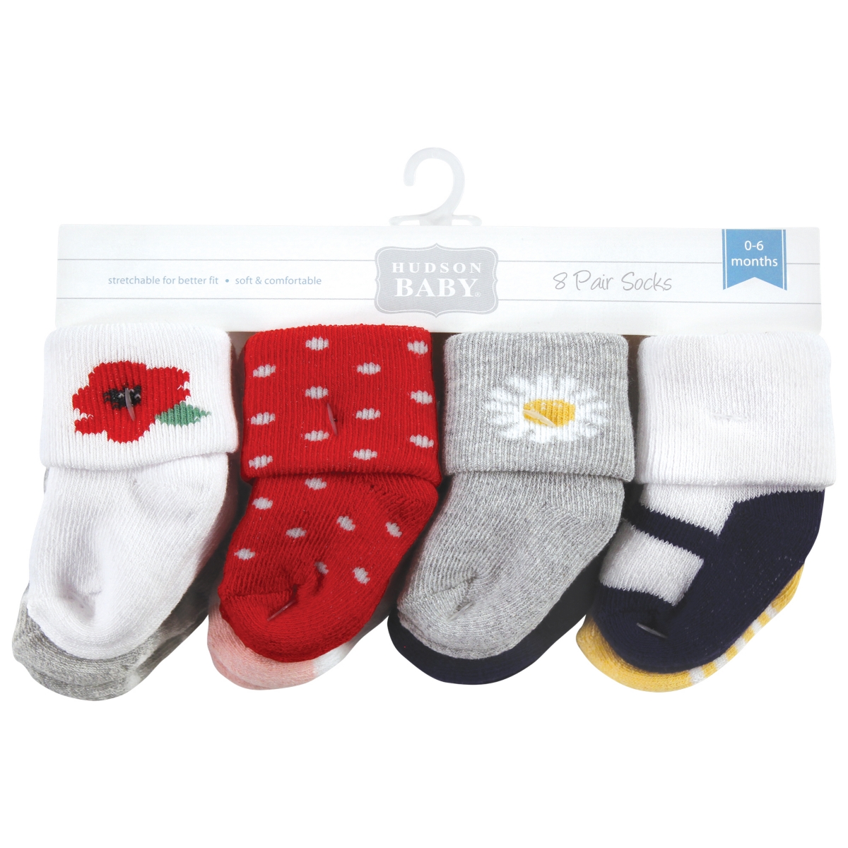 Hudson Baby Baby Girls Cotton Rich Newborn and Terry Socks,- Wildflower